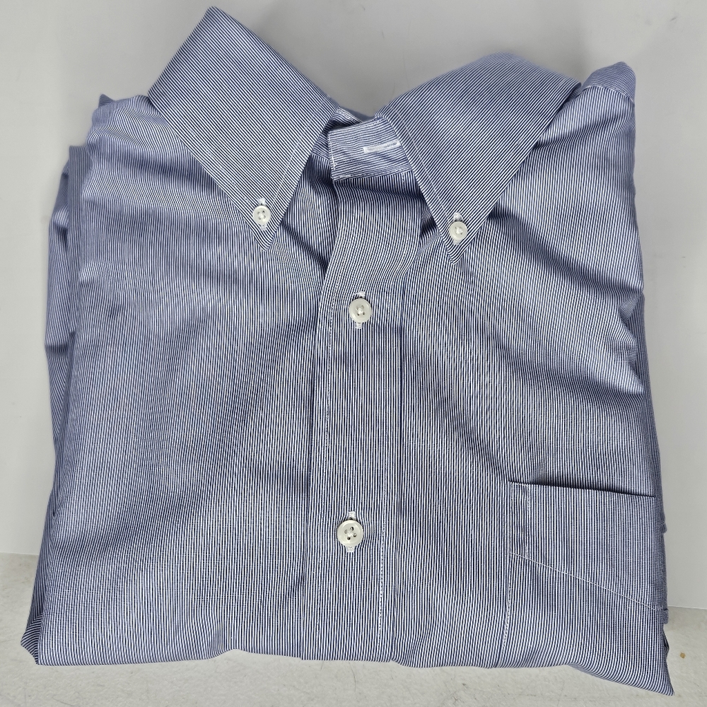 Lauren Ralph Lauren Men's Light Blue Striped Button Down Shirt Size 17 34/35 XL - Picture 9 of 9